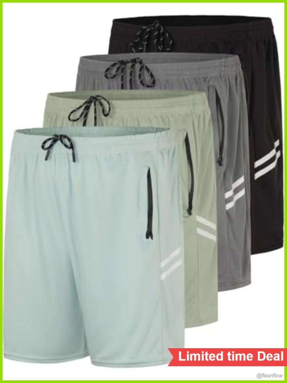 4 Pack Men's 7" Mesh Athletic Shorts with Zipper Pockets